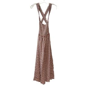 Petal & Pup Brown and White Gingham Backless Maxi Dress